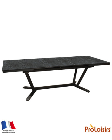 Table VITA 180/240 plateau Kedra® Coloris:Châssis Graphite/Plateau Kedra® Linen  Eco-participation :Prix de vente comprenant l' 