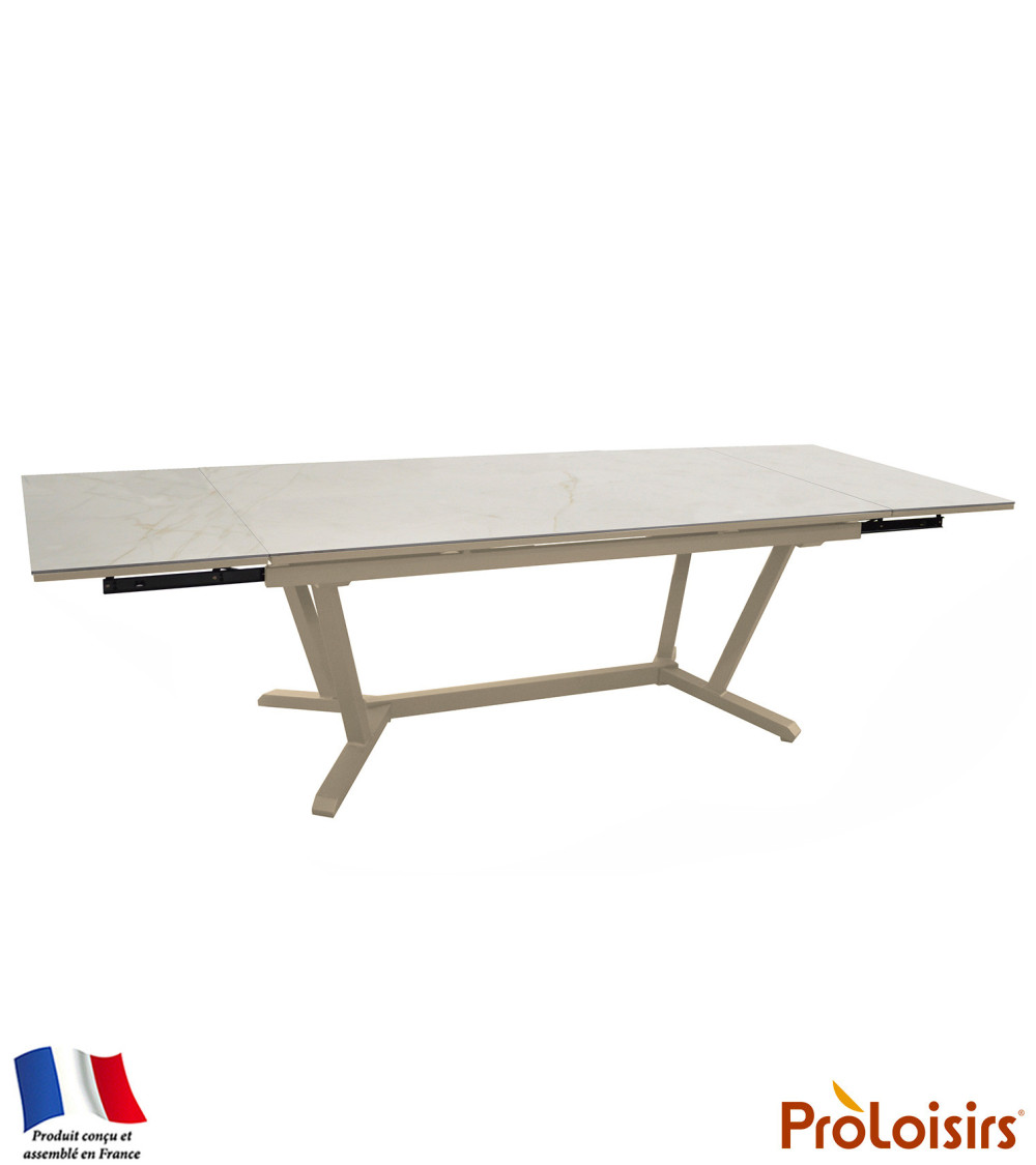 Table VITA 220/280/340 plateau Kedra® Coloris:Châssis Crème / Plateau Praline  Eco-participation :Prix de vente comprenant l' éc