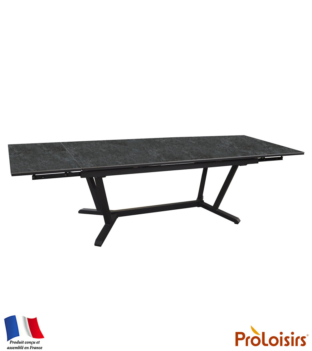 Table VITA 220/280/340 plateau Kedra® Coloris:Châssis Graphite/Plateau Kedra® Linen  Eco-participation :Prix de vente comprenant