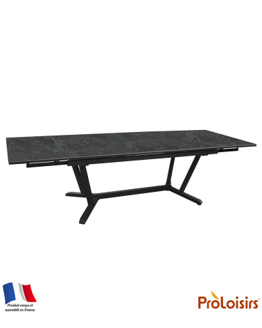 Table VITA 220/280/340 plateau Kedra® Coloris:Châssis Graphite/Plateau Kedra® Linen  Eco-participation :Prix de vente comprenant