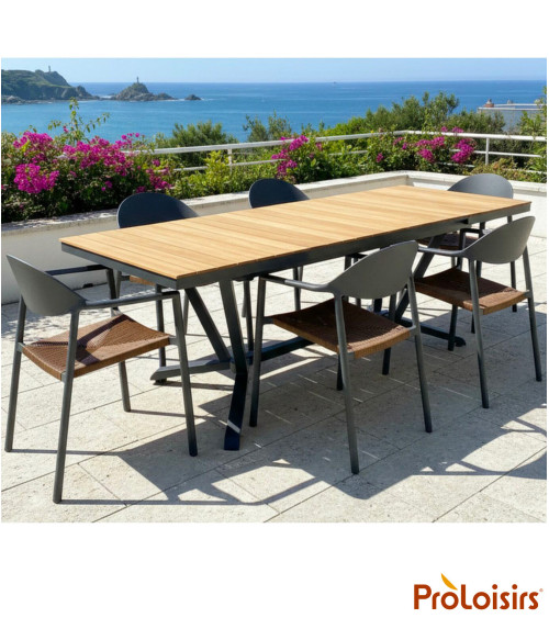 Table VITA 180/240 plateau teck FSC® Coloris:Châssis Graphite / Plateau Teck FSC®   Eco-participation :Prix de vente comprenant 