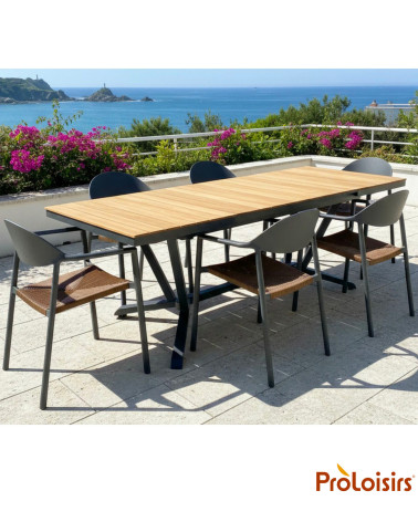 Table VITA 180/240 plateau teck FSC® Coloris:Châssis Graphite / Plateau Teck FSC®   Eco-participation :Prix de vente comprenant 