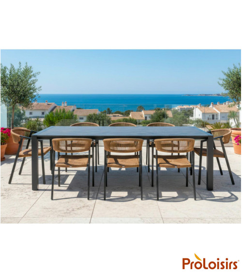 Table ALBA 160/217/267 plateau HPL Coloris:Châssis Graphite / Plateau HPL Moon  Eco-participation :Prix de vente comprenant l' é
