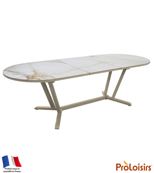 Table ovale VITA 200/260 plateau Kedra® Coloris:Châssis Crème / Plateau Praline  Eco-participation :Prix de vente comprenant l' 