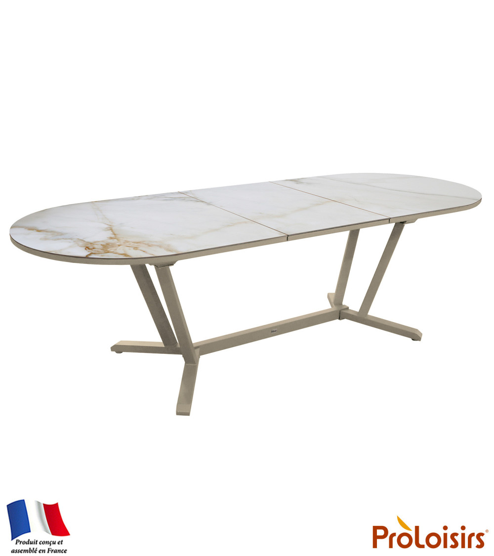 Table ovale VITA 200/260 plateau Kedra® Coloris:Châssis Crème / Plateau Praline  Eco-participation :Prix de vente comprenant l' 