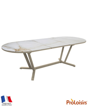 Table ovale VITA 200/260 plateau Kedra® Coloris:Châssis Crème / Plateau Praline  Eco-participation :Prix de vente comprenant l' 