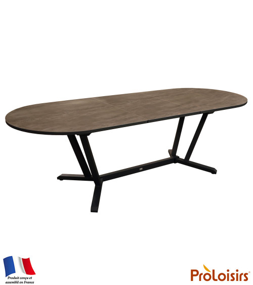 Table ovale VITA 200/260 plateau Kedra® Coloris:Châssis Graphite / Plateau Meraki  Eco-participation :Prix de vente comprenant l