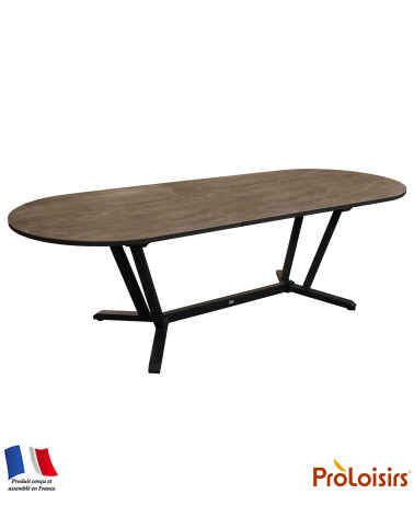 Table ovale VITA 200/260 plateau Kedra® Coloris:Châssis Graphite / Plateau Meraki  Eco-participation :Prix de vente comprenant l