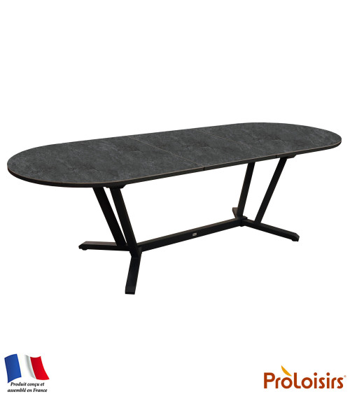 Table ovale VITA 200/260 plateau Kedra® Coloris:Châssis Graphite/Plateau Kedra® Linen  Eco-participation :Prix de vente comprena