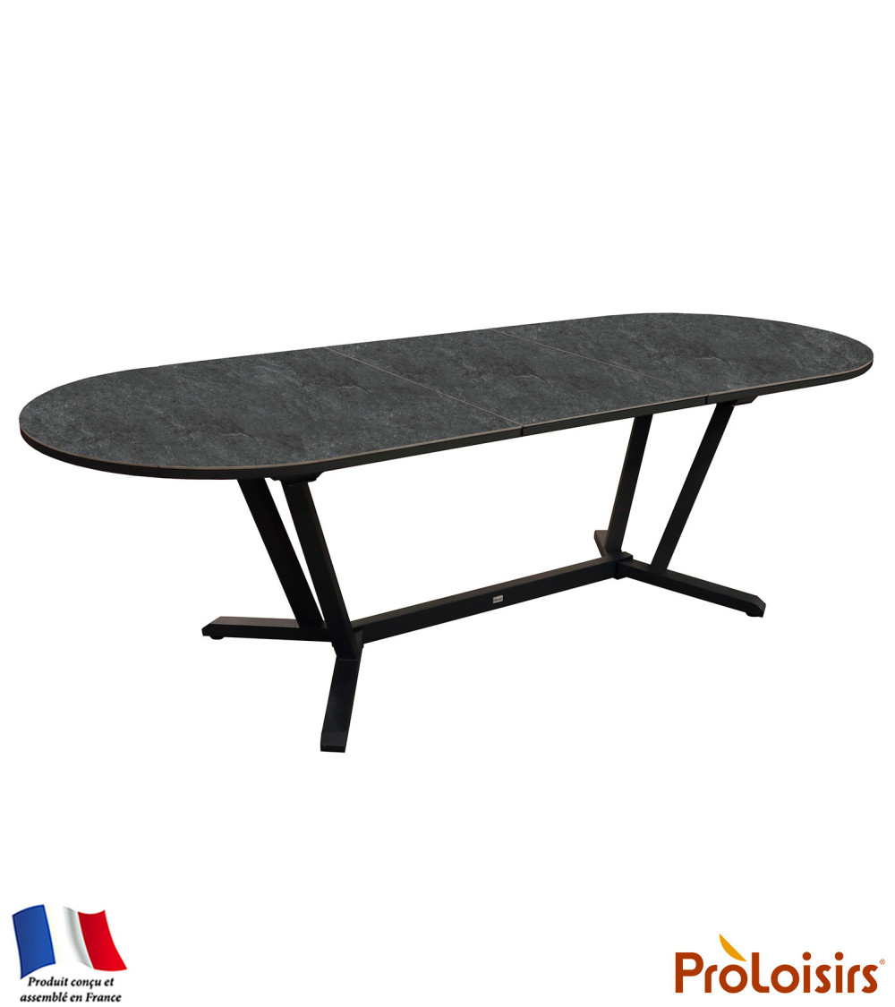 Table ovale VITA 200/260 plateau Kedra® Coloris:Châssis Graphite/Plateau Kedra® Linen  Eco-participation :Prix de vente comprena