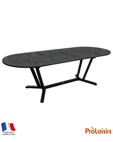Table ovale VITA 200/260 plateau Kedra® Coloris:Châssis Graphite/Plateau Kedra® Linen  Eco-participation :Prix de vente comprena