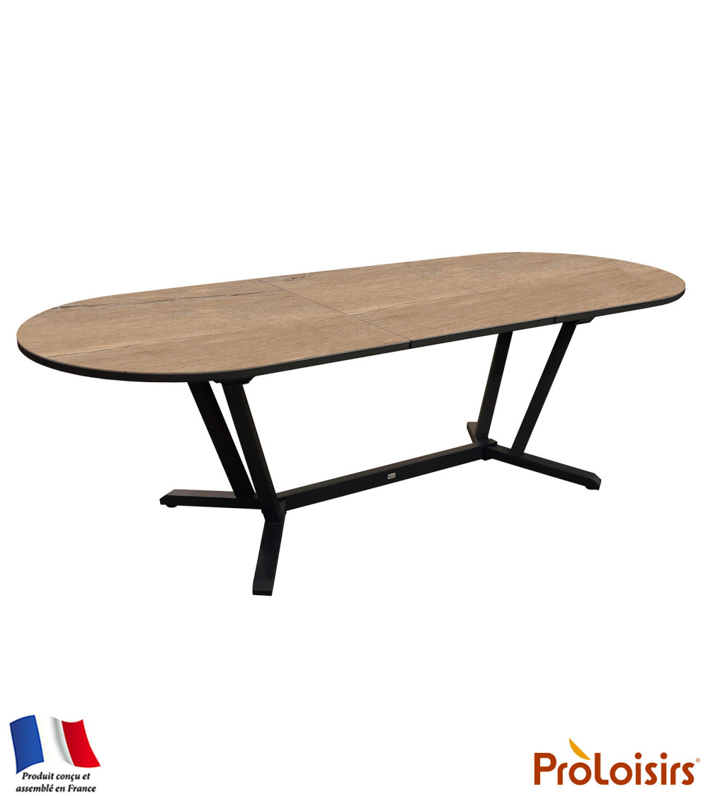 Table ovale VITA 200/260 plateau Kedra® Coloris:Châssis Graphite/Plateau Kedra® Lenk  Eco-participation :Prix de vente comprenan