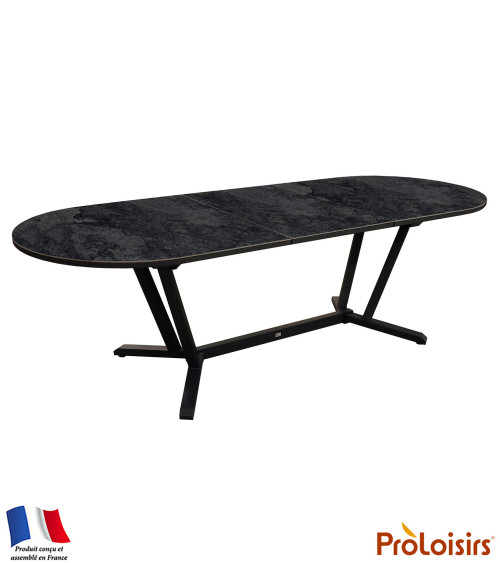 Table ovale VITA 200/260 plateau Kedra® Coloris:Châssis Graphite/Plateau Kedra® Magma  Eco-participation :Prix de vente comprena