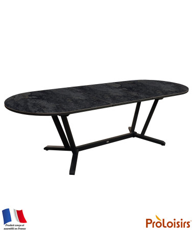 Table ovale VITA 200/260 plateau Kedra® Coloris:Châssis Graphite/Plateau Kedra® Magma  Eco-participation :Prix de vente comprena