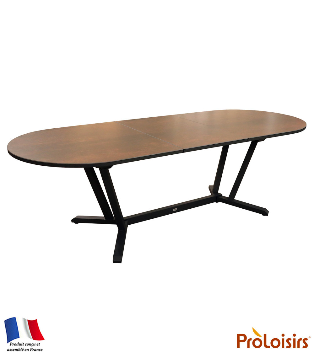 Table ovale VITA 200/260 plateau Kedra® Coloris:Châssis Graphite/Plateau Kedra® Oxyde  Eco-participation :Prix de vente comprena