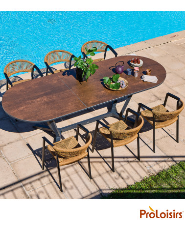 Table ovale VITA 200/260 plateau Kedra® Coloris:Châssis Graphite / Plateau Meraki  Eco-participation :Prix de vente comprenant l