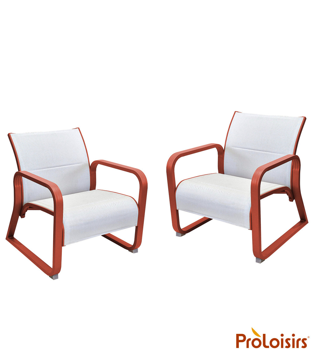 Fauteuil QUENZA matelassé Coloris:Châssis Terracotta / Assise Chiné blanc  Eco-participation :Prix de vente comprenant l' éco-pa