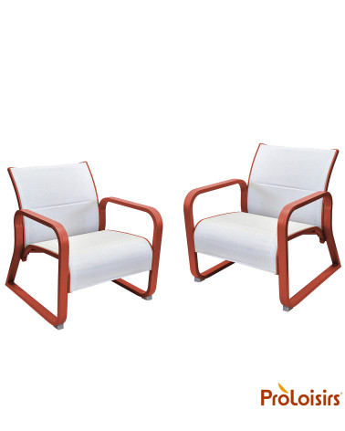 Fauteuil QUENZA matelassé Coloris:Châssis Terracotta / Assise Chiné blanc  Eco-participation :Prix de vente comprenant l' éco-pa