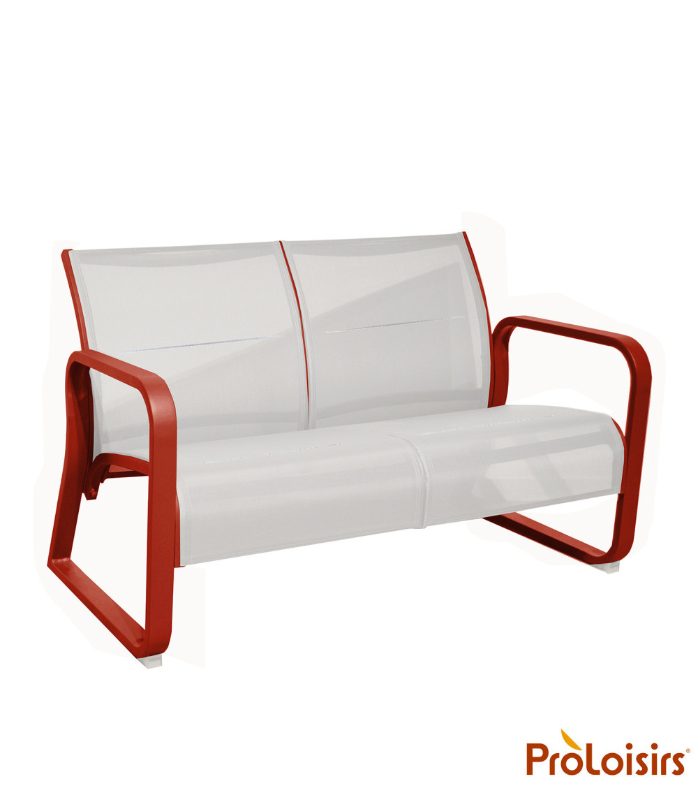 Banc QUENZA matelassé Coloris:Châssis Terracotta / Assise Chiné blanc  Eco-participation :Prix de vente comprenant l' éco-partic