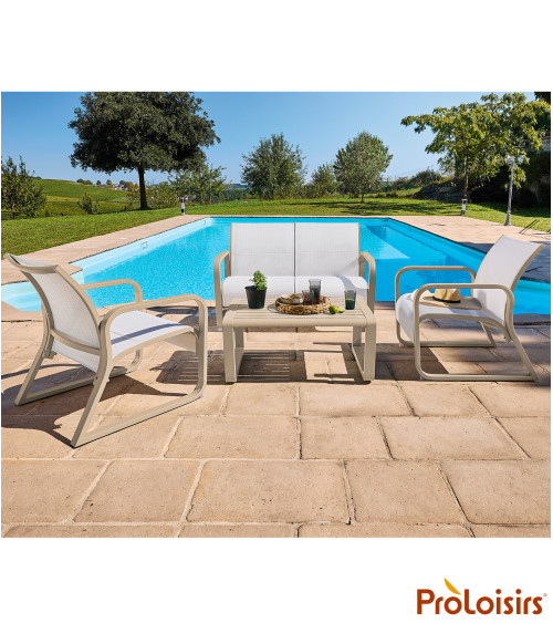 Banc QUENZA matelassé Coloris:Châssis Crème / Assise Chevron crème  Eco-participation :Prix de vente comprenant l' éco-participa