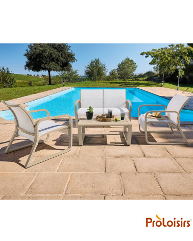 Banc QUENZA matelassé Coloris:Châssis Crème / Assise Chevron crème  Eco-participation :Prix de vente comprenant l' éco-participa