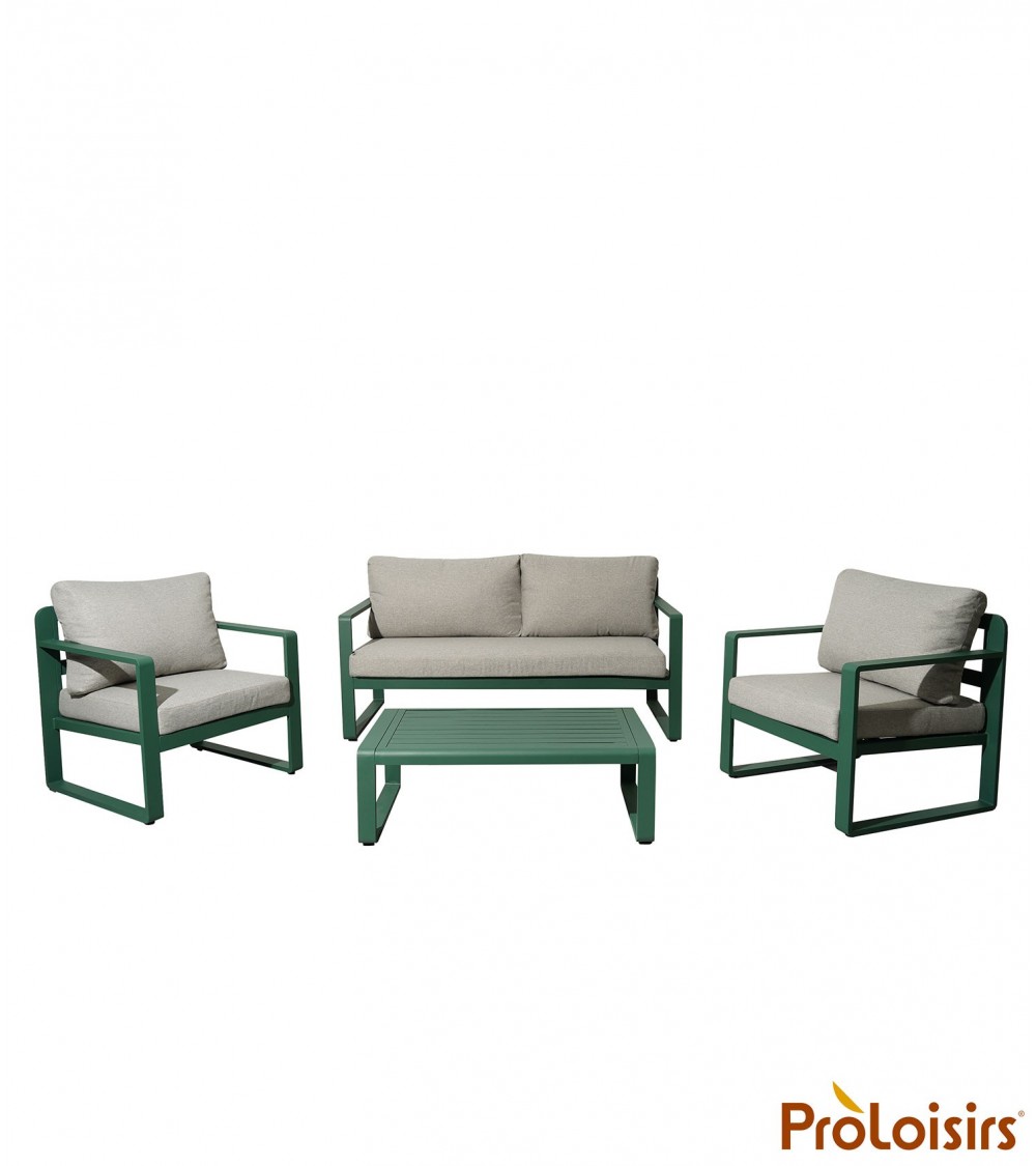 Ensemble détente MOJITO Coloris:Châssis Vert / Coussins Gris Eco-participation    :Prix de vente comprenant l' éco-participation