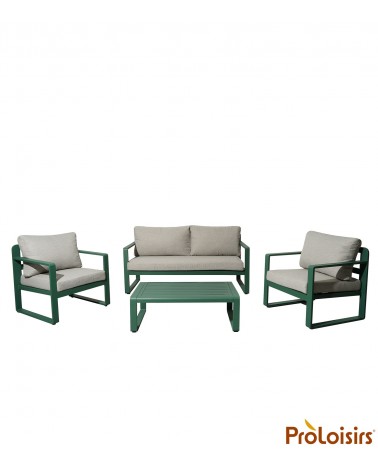Ensemble détente MOJITO Coloris:Châssis Vert / Coussins Gris Eco-participation    :Prix de vente comprenant l' éco-participation
