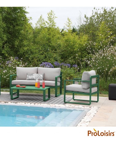 Ensemble détente MOJITO Coloris:Châssis Vert / Coussins Gris Eco-participation    :Prix de vente comprenant l' éco-participation