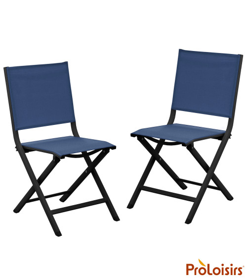 Chaise de jardin pliante THEMA Coloris:Châssis Graphite / Assise Bleu  Eco-participation :Prix de vente comprenant l' éco-partic