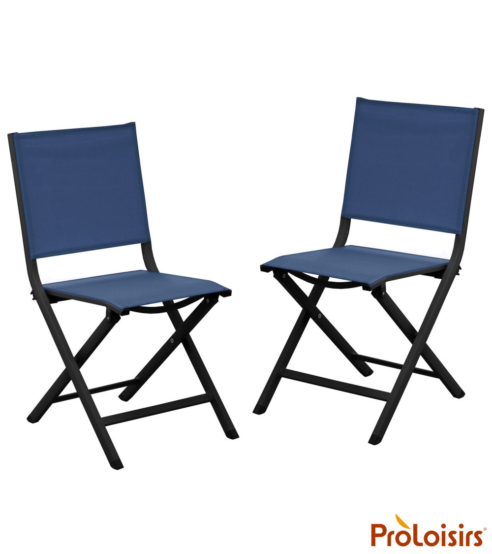Chaise de jardin pliante THEMA Coloris:Châssis Graphite / Assise Bleu  Eco-participation :Prix de vente comprenant l' éco-partic