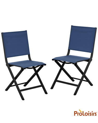 Chaise de jardin pliante THEMA Coloris:Châssis Graphite / Assise Bleu  Eco-participation :Prix de vente comprenant l' éco-partic