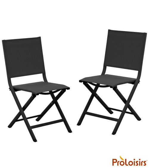 Chaise de jardin pliante THEMA Coloris:Châssis Graphite / Assise Noir  Eco-participation :Prix de vente comprenant l' éco-partic