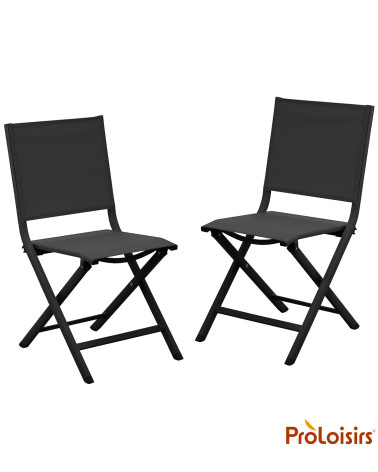 Chaise de jardin pliante THEMA Coloris:Châssis Graphite / Assise Noir  Eco-participation :Prix de vente comprenant l' éco-partic