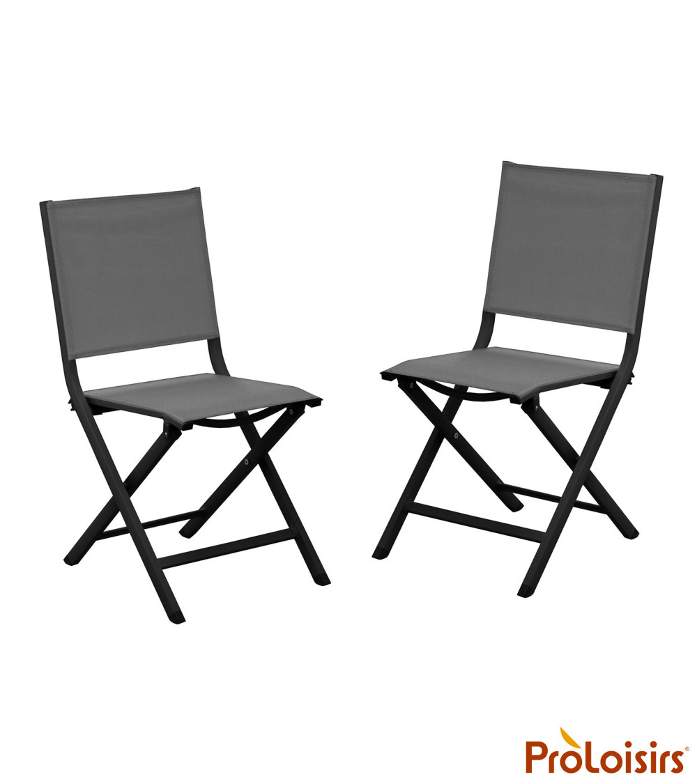 Chaise de jardin pliante THEMA Coloris:Châssis Graphite / Assise Gris  Eco-participation :Prix de vente comprenant l' éco-partic