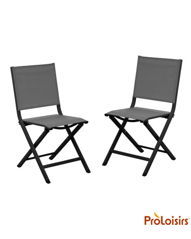 Chaise de jardin pliante THEMA Coloris:Châssis Graphite / Assise Gris  Eco-participation :Prix de vente comprenant l' éco-partic