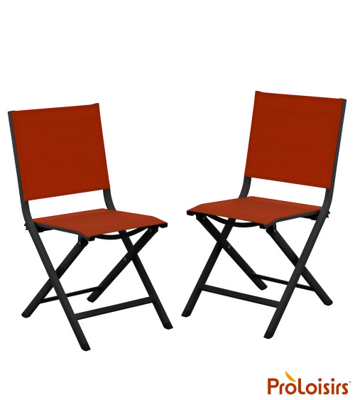 Chaise de jardin pliante THEMA Coloris:Châssis Graphite / Assise Sienne  Eco-participation :Prix de vente comprenant l' éco-part