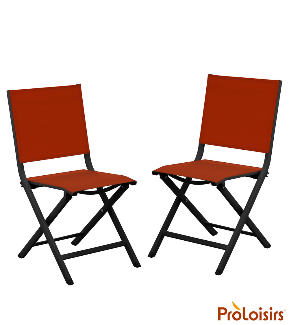 Chaise de jardin pliante THEMA Coloris:Châssis Graphite / Assise Sienne  Eco-participation :Prix de vente comprenant l' éco-part