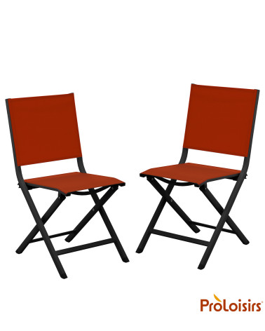 Chaise de jardin pliante THEMA Coloris:Châssis Graphite / Assise Sienne  Eco-participation :Prix de vente comprenant l' éco-part