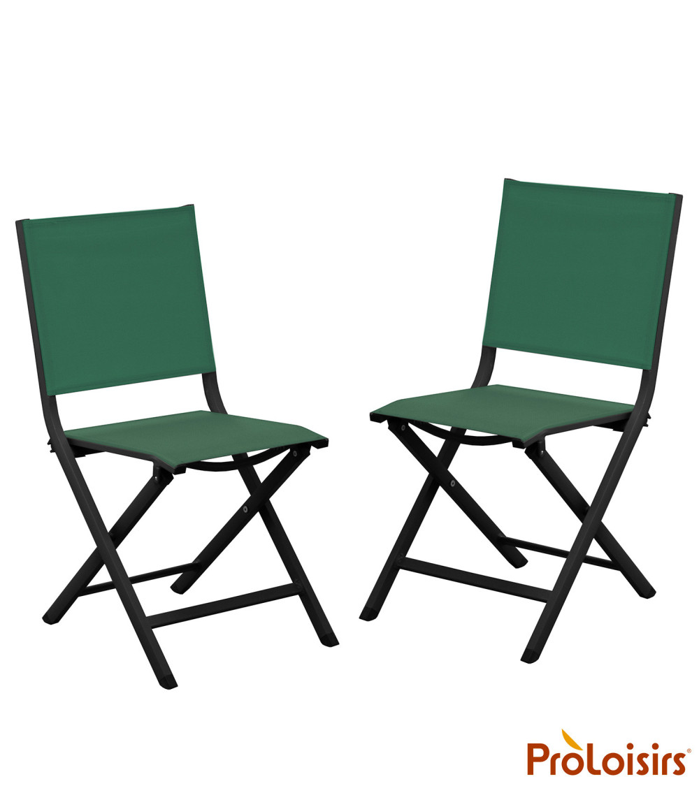 Chaise de jardin pliante THEMA Coloris:Châssis Graphite / Assise Vert  Eco-participation :Prix de vente comprenant l' éco-partic