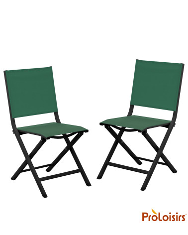 Chaise de jardin pliante THEMA Coloris:Châssis Graphite / Assise Vert  Eco-participation :Prix de vente comprenant l' éco-partic