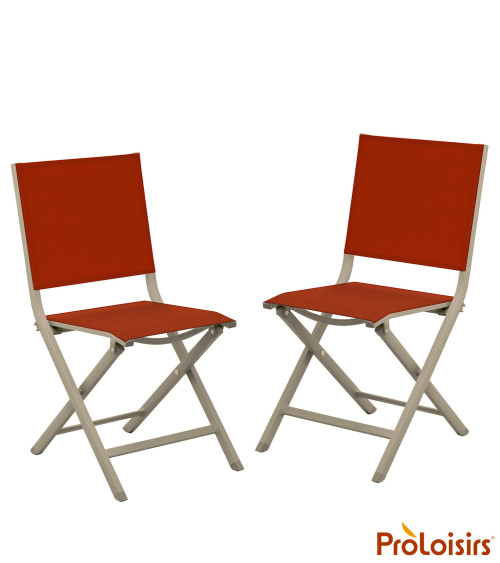 Chaise de jardin pliante THEMA Coloris:Châssis Crème / Assise Sienne  Eco-participation :Prix de vente comprenant l' éco-partici