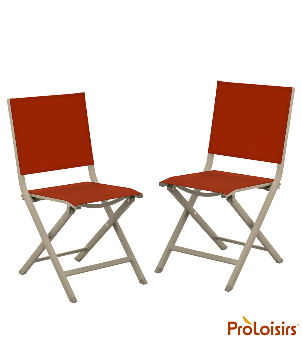 Chaise de jardin pliante THEMA Coloris:Châssis Crème / Assise Sienne  Eco-participation :Prix de vente comprenant l' éco-partici