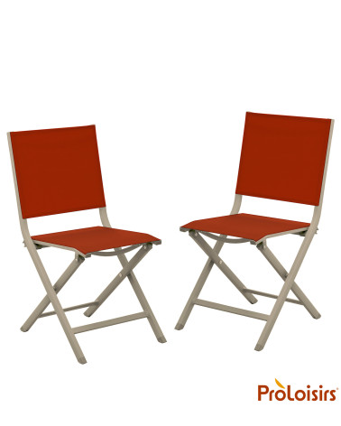 Chaise de jardin pliante THEMA Coloris:Châssis Crème / Assise Sienne  Eco-participation :Prix de vente comprenant l' éco-partici