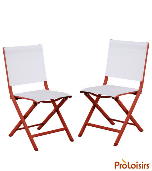 Chaise de jardin pliante THEMA Coloris:Châssis Terracotta / Assise Chiné blanc  Eco-participation :Prix de vente comprenant l' é