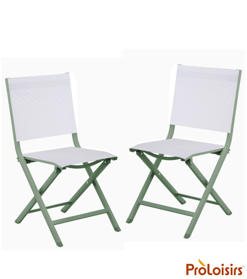 Chaise de jardin pliante THEMA Coloris:Châssis Amande / Assise Chiné blanc  Eco-participation :Prix de vente comprenant l' éco-p