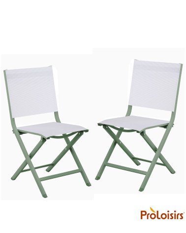 Chaise de jardin pliante THEMA Coloris:Châssis Amande / Assise Chiné blanc  Eco-participation :Prix de vente comprenant l' éco-p