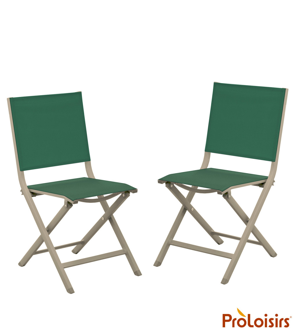 Chaise de jardin pliante THEMA Coloris:Châssis Crème / Assise Vert  Eco-participation :Prix de vente comprenant l' éco-participa