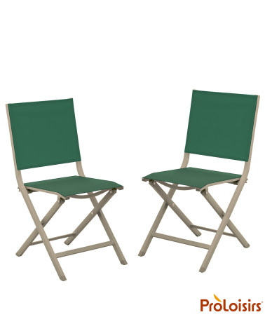 Chaise de jardin pliante THEMA Coloris:Châssis Crème / Assise Vert  Eco-participation :Prix de vente comprenant l' éco-participa