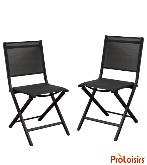 Chaise de jardin pliante THEMA Coloris:Châssis Graphite / Assise Chiné noir  Eco-participation :Prix de vente comprenant l' éco-