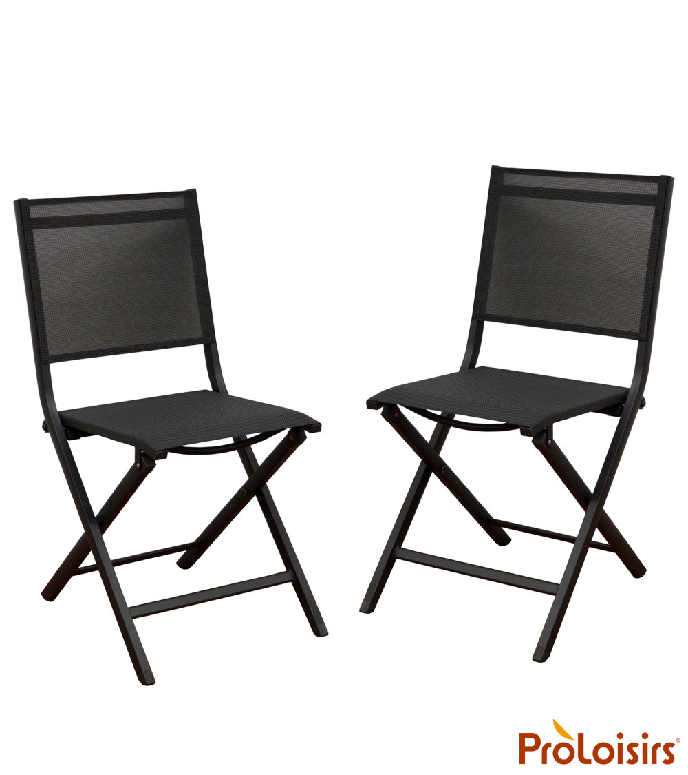 Chaise de jardin pliante THEMA Coloris:Châssis Graphite / Assise Chiné noir  Eco-participation :Prix de vente comprenant l' éco-